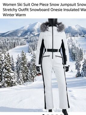 Ski suit Women’s Insulated White Ski Jumpsuit with Black Accents large new